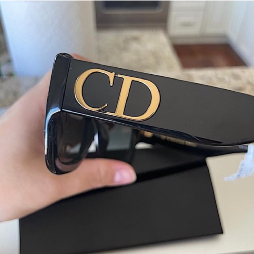 DIOR   F Round Sunglasses W/ Oversized Logo Temples In Black - Picture 3 of 5